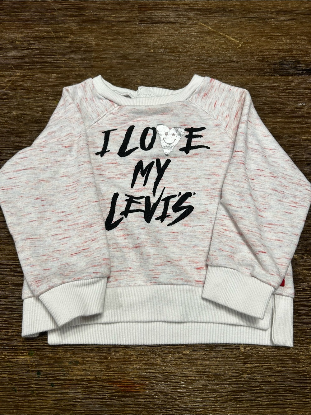 Levi's Kids White Sweatshirt with Pink Speckle and Black Logo
